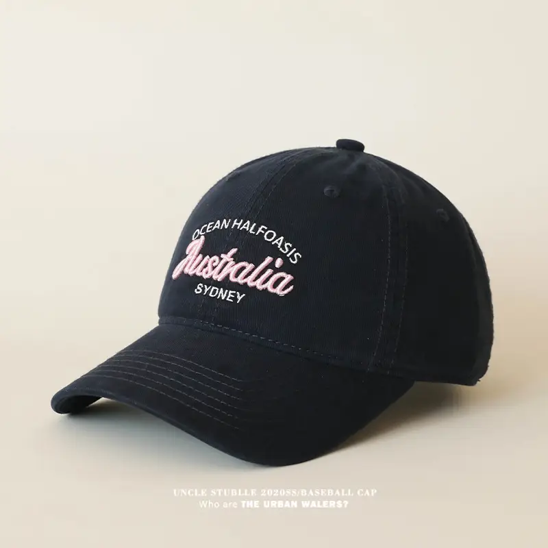 Stubble Australia Korean Letter Embroidered Baseball Cap White — feature 11