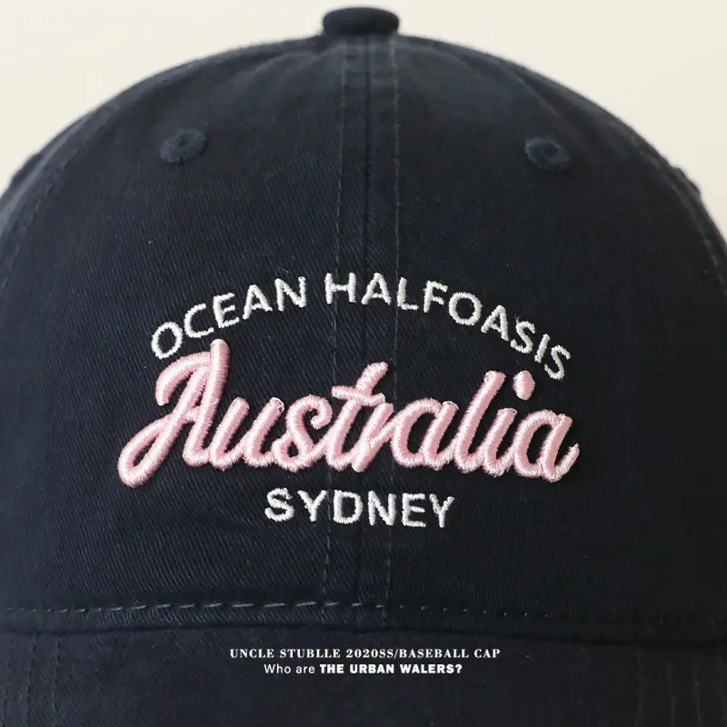 Stubble Australia Korean Letter Embroidered Baseball Cap White — feature 12