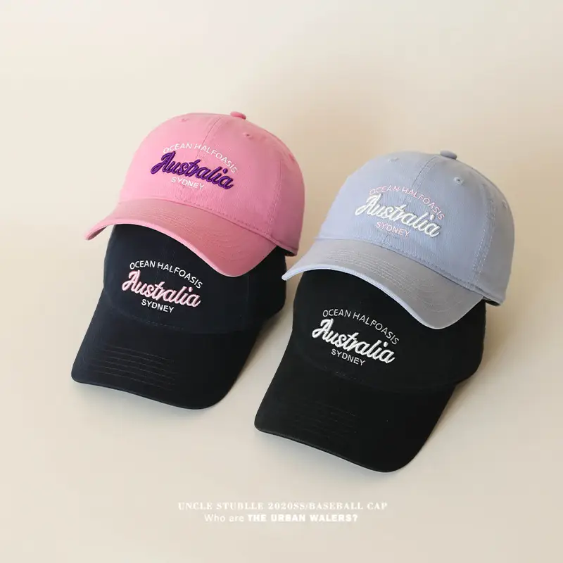 Stubble Australia Korean Letter Embroidered Baseball Cap White — feature 2