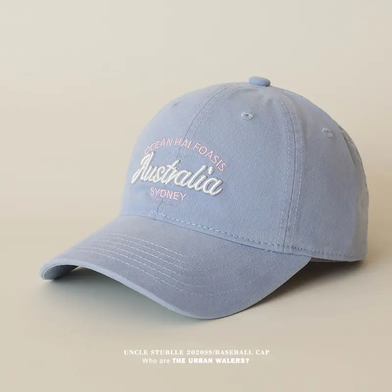 Stubble Australia Korean Letter Embroidered Baseball Cap White — feature 5