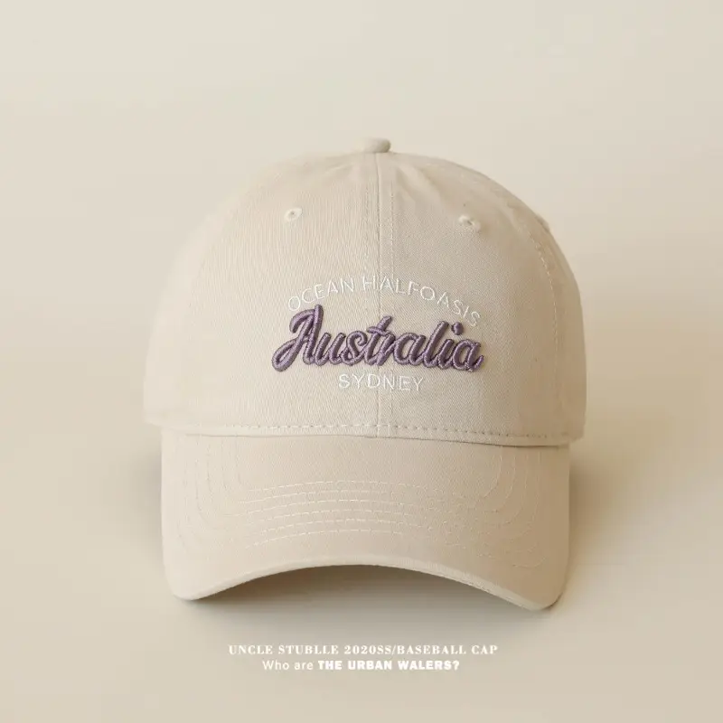 Stubble Australia Korean Letter Embroidered Baseball Cap White — feature 7