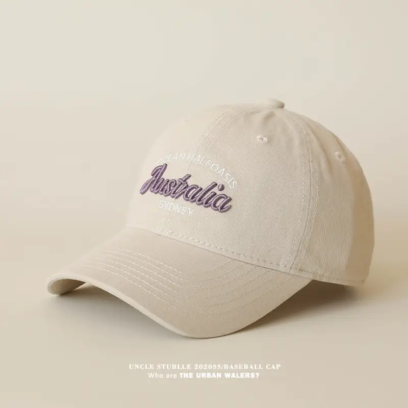 Stubble Australia Korean Letter Embroidered Baseball Cap White — feature 8