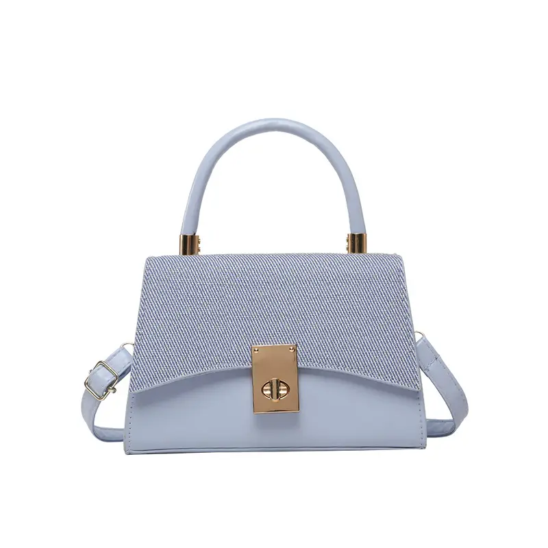 Orange & Beige Square Handbag with Lock Buckle