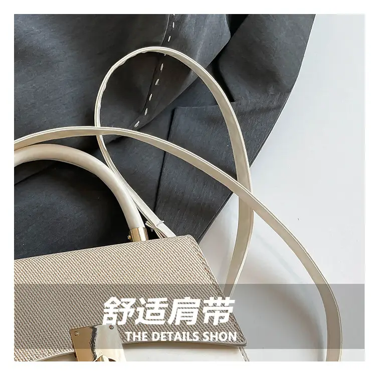 Orange & Beige Square Handbag with Lock Buckle — feature 4