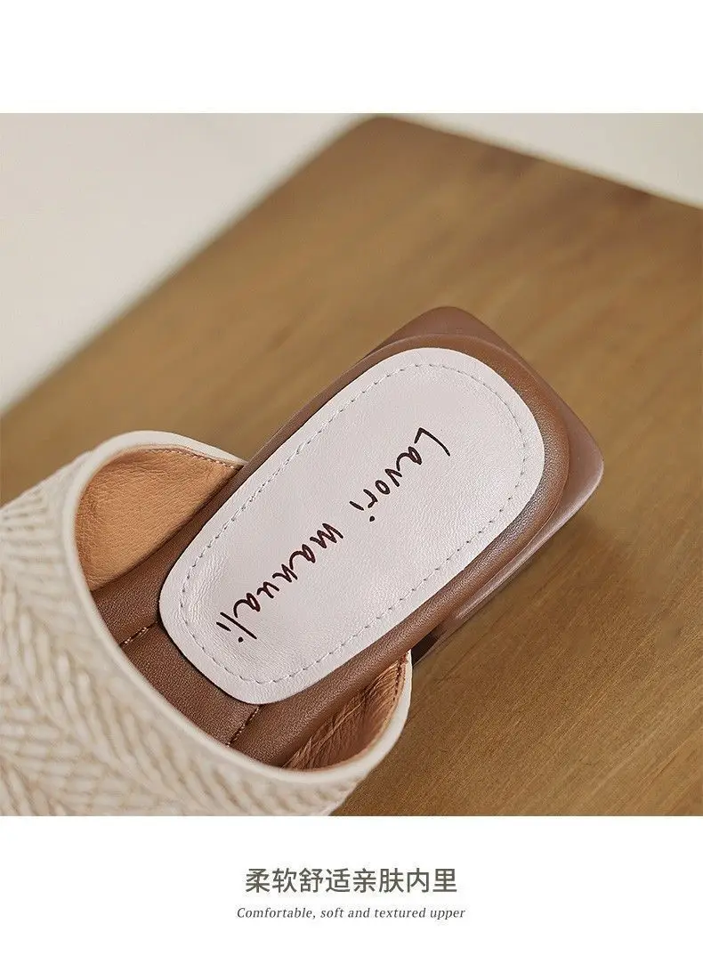 Outwear Handmade Straw Retro Vacation Style 2025 Summer One-toe Beach Half-swell Women's Homemade Woven Sandals — feature 19