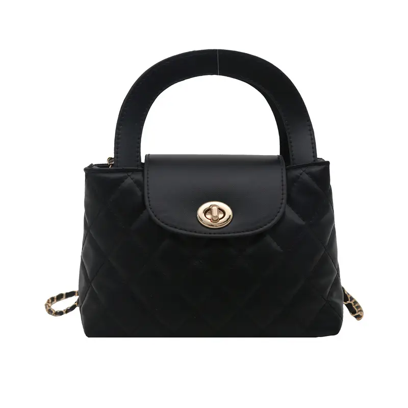 Korean Style Quilted Black & White Women's Bags - Image 7