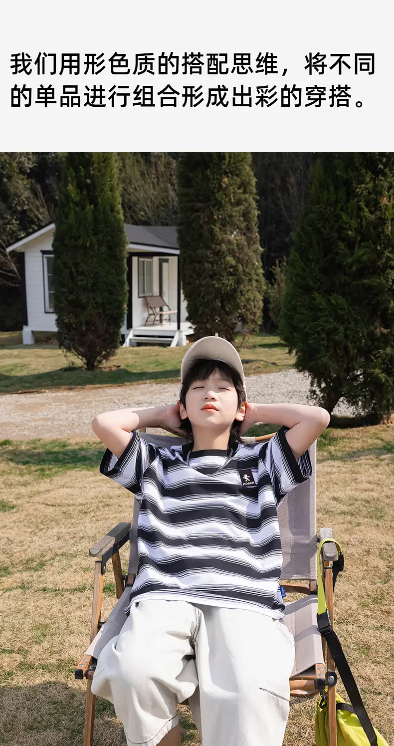 Panda Yuan 2025 Striped T-Shirt for Boys Summer — feature 17