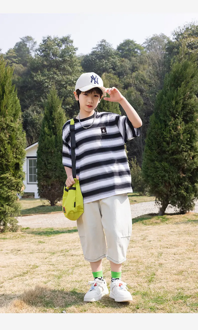 Panda Yuan 2025 Striped T-Shirt for Boys Summer — feature 25