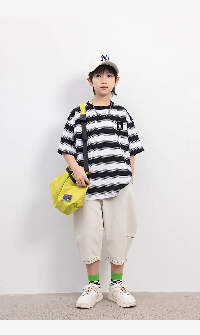 Panda Yuan 2025 Striped T-Shirt for Boys Summer — feature 28