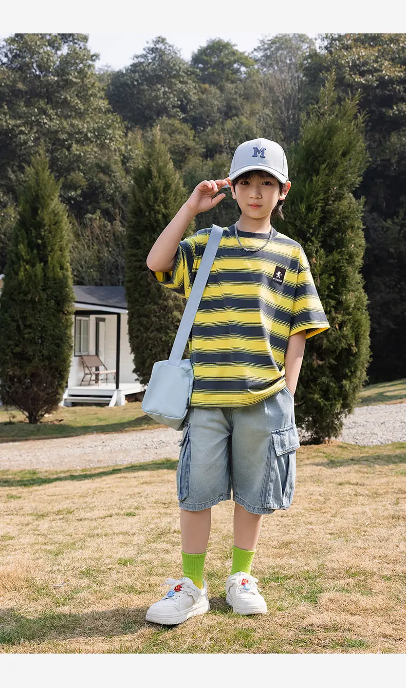 Panda Yuan 2025 Striped T-Shirt for Boys Summer — feature 30