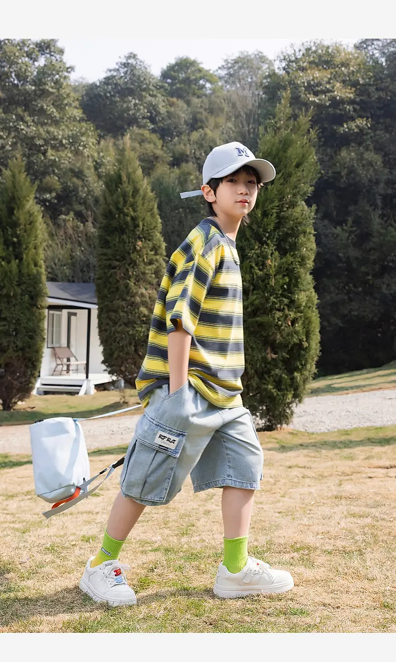 Panda Yuan 2025 Striped T-Shirt for Boys Summer — feature 31