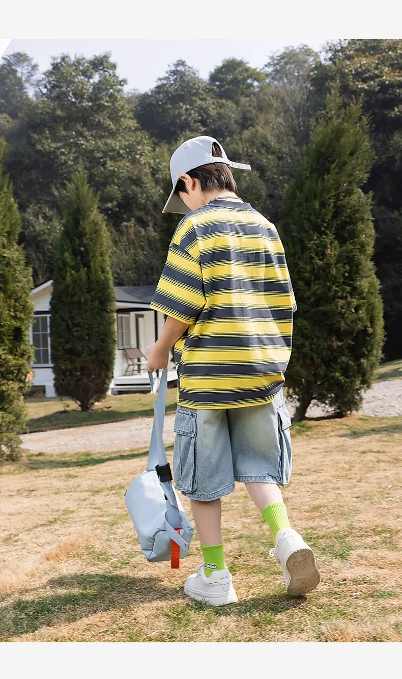 Panda Yuan 2025 Striped T-Shirt for Boys Summer — feature 33