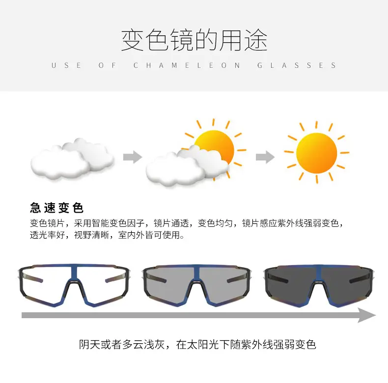 European Cycling Sunglasses Blue Black One-Piece — feature 2