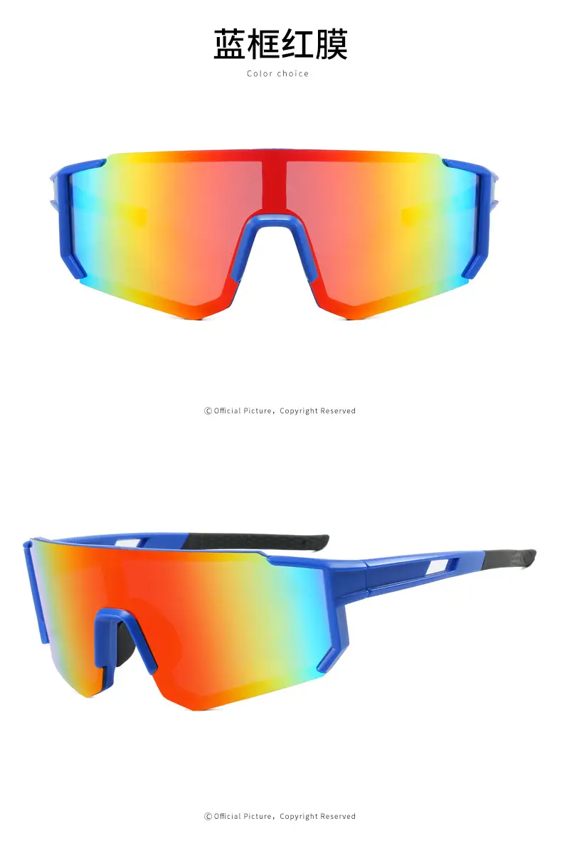 European Cycling Sunglasses Blue Black One-Piece — feature 8