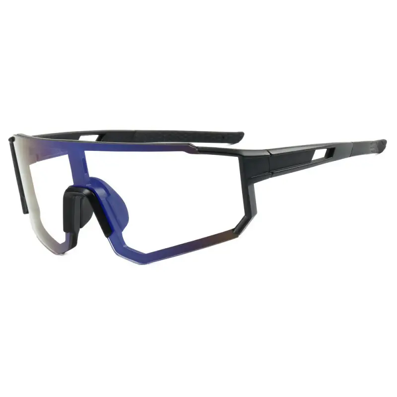 European Cycling Sunglasses Blue Black One-Piece - Image 3