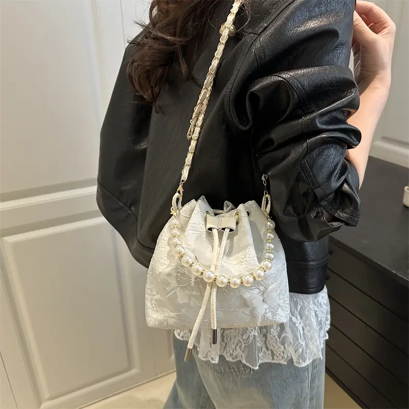 Blue Pearl Chain Shoulder Bag for Women