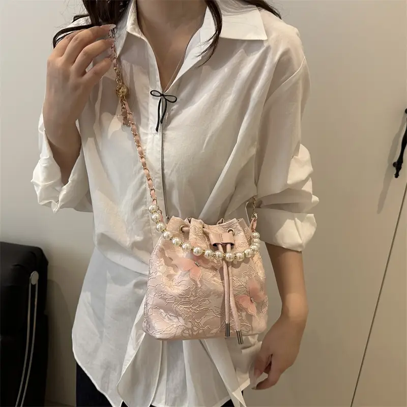 Blue Pearl Chain Shoulder Bag for Women