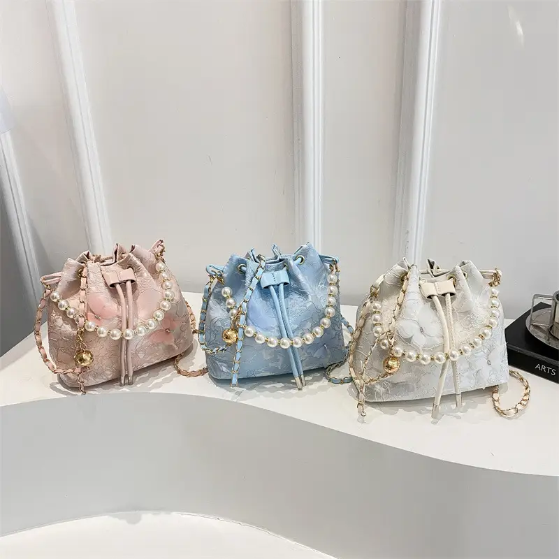 Blue Pearl Chain Shoulder Bag for Women