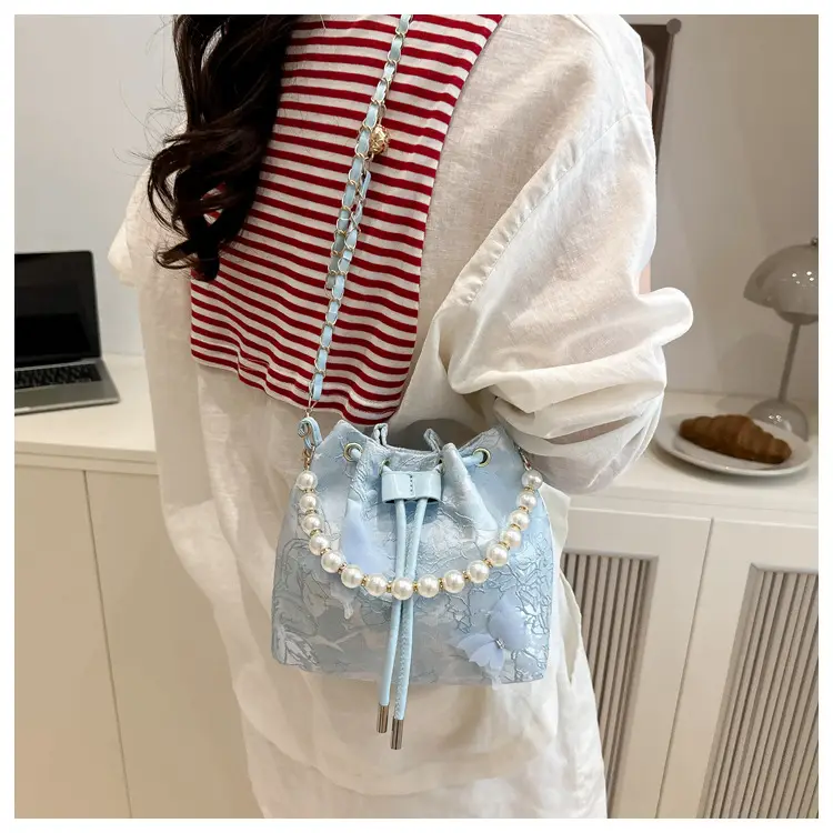 Blue Pearl Chain Shoulder Bag for Women — feature 29