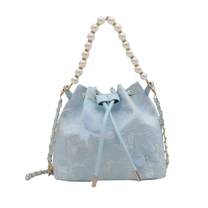 Blue Pearl Chain Shoulder Bag for Women