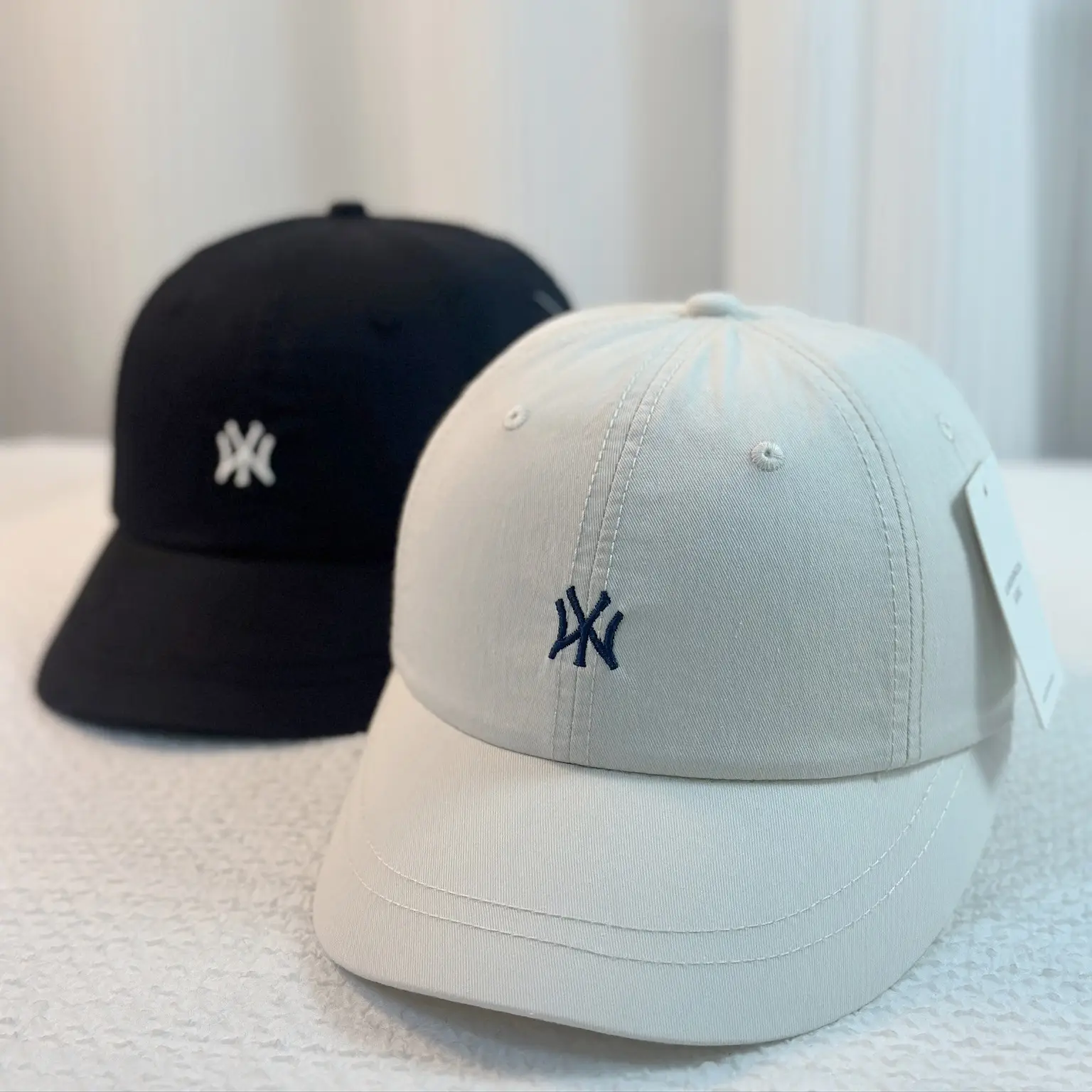 New Denim Ripped Baseball Cap Large Circumference White Black - Image 8
