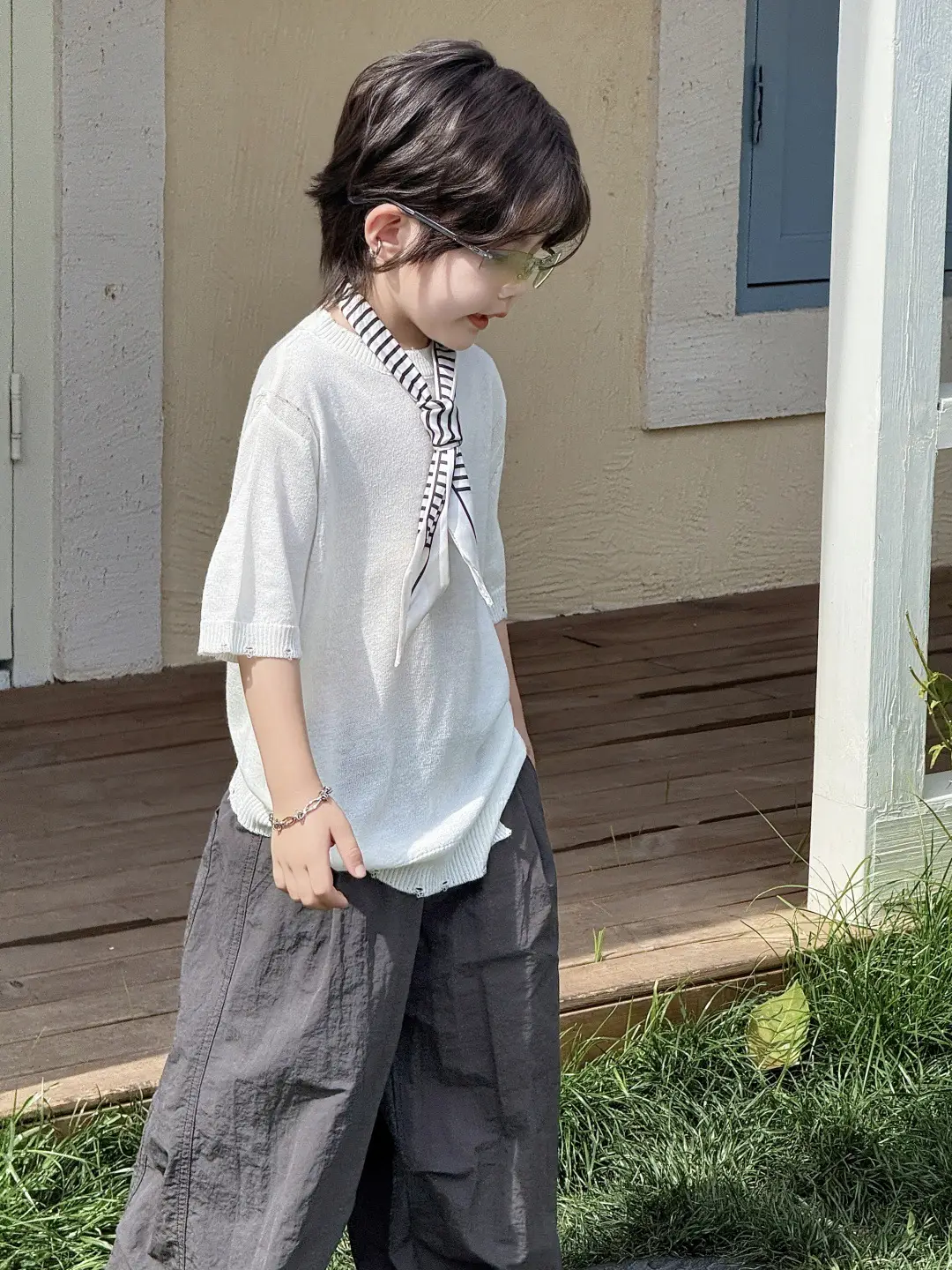 Boys Knitted T-shirt Short Sleeve Cool Round Neck Summer 2025 — feature 1