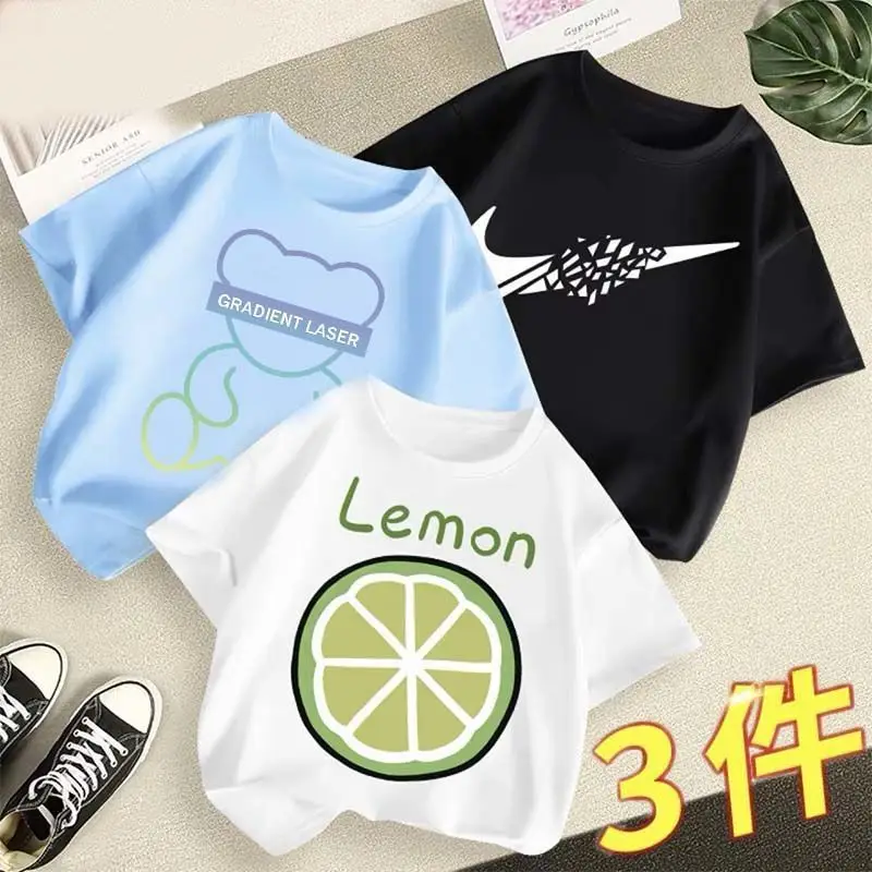 Boys 3Pcs Summer T-Shirts Lemon Lime Cotton - Image 6
