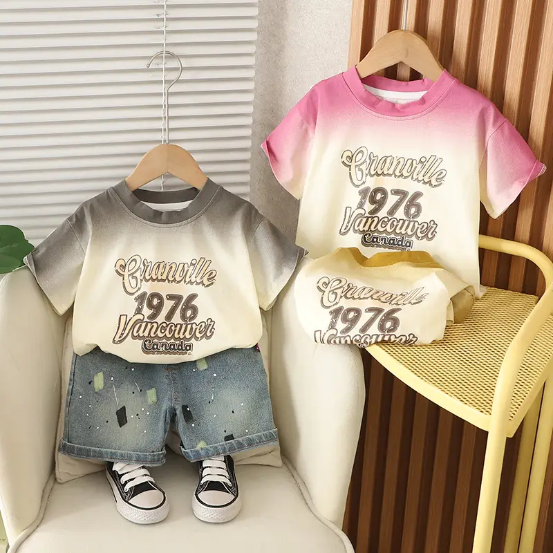 Kids 1976 Vintage Print T-Shirt & Denim Shorts Set - Image 4