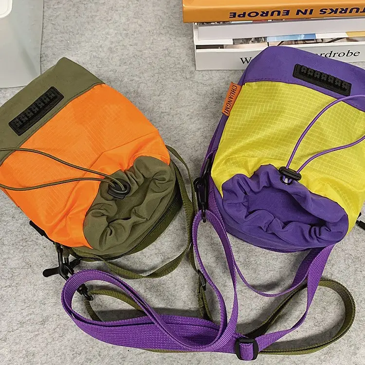 Unisex Color-block Drawstring Bag Water-repellent Double-layer Portable - Image 8