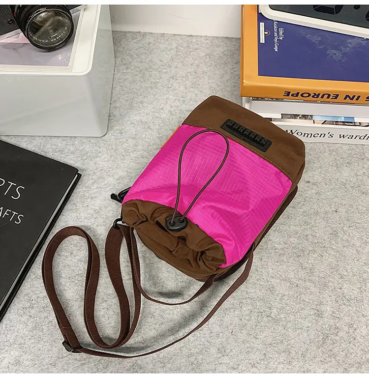 Unisex Color-block Drawstring Bag Water-repellent Double-layer Portable — feature 12