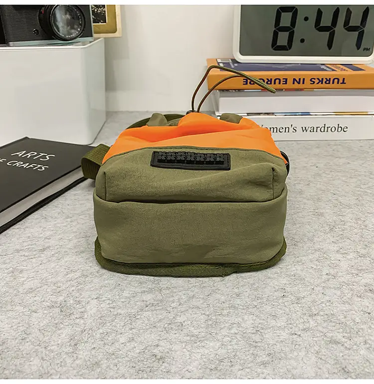 Unisex Color-block Drawstring Bag Water-repellent Double-layer Portable — feature 17