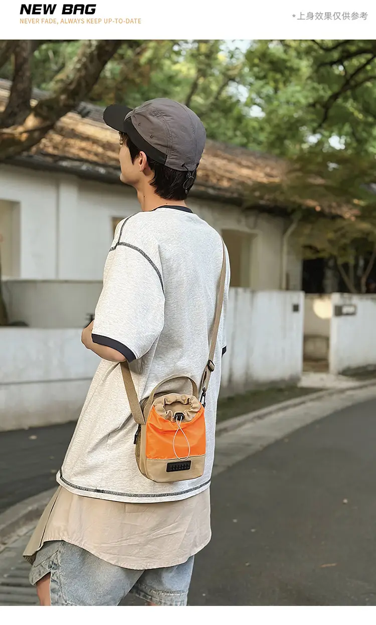 Unisex Color-block Drawstring Bag Water-repellent Double-layer Portable — feature 23