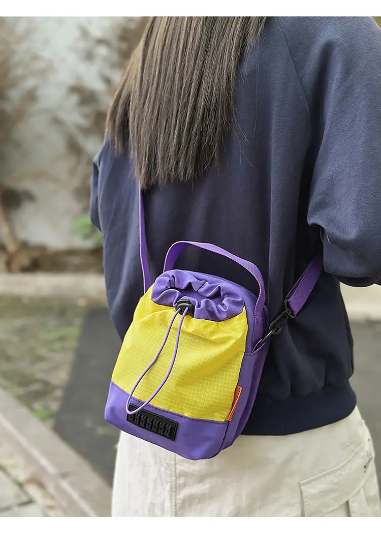 Unisex Color-block Drawstring Bag Water-repellent Double-layer Portable — feature 26