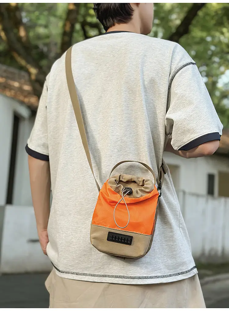 Unisex Color-block Drawstring Bag Water-repellent Double-layer Portable — feature 34