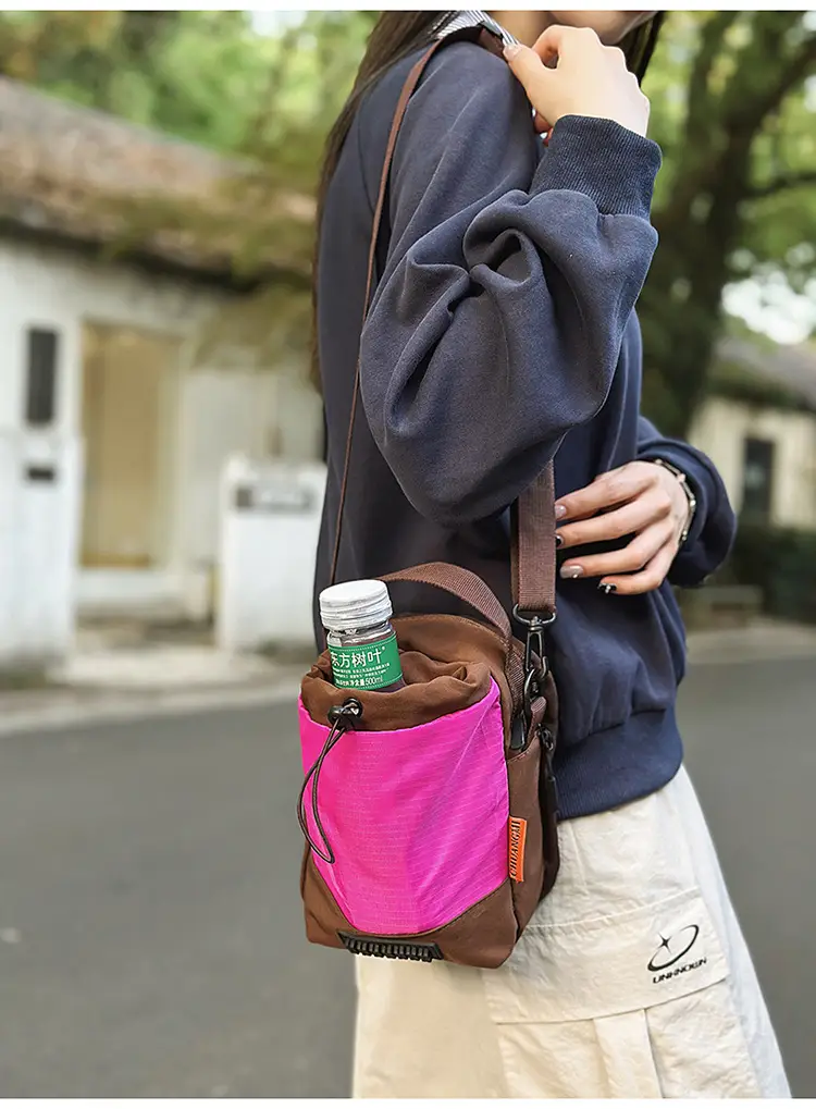 Unisex Color-block Drawstring Bag Water-repellent Double-layer Portable — feature 44