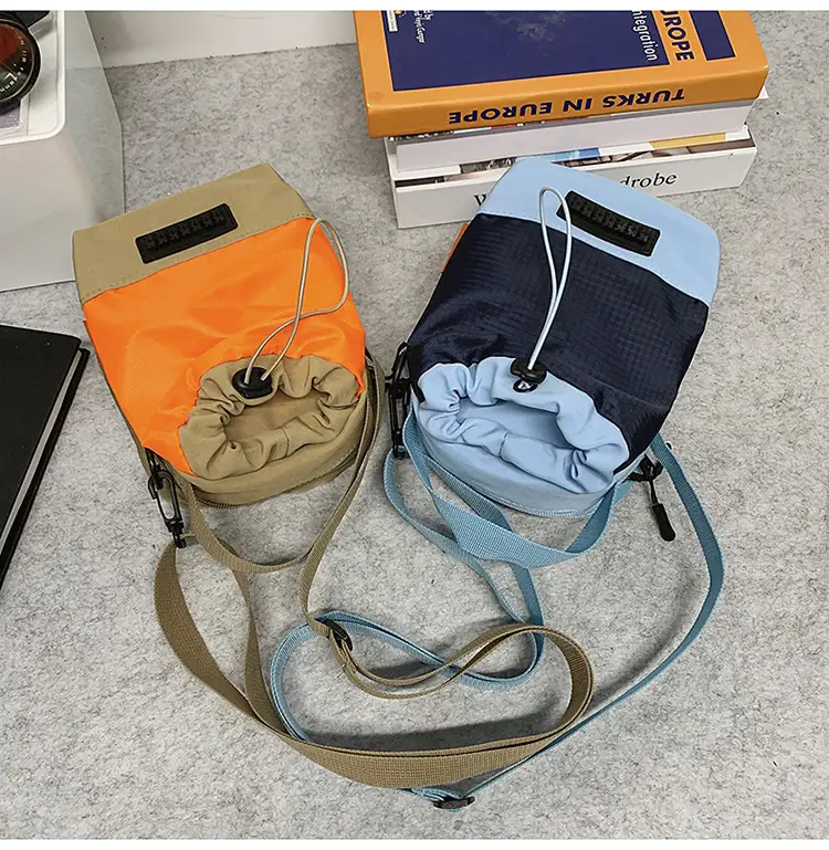 Unisex Color-block Drawstring Bag Water-repellent Double-layer Portable — feature 8