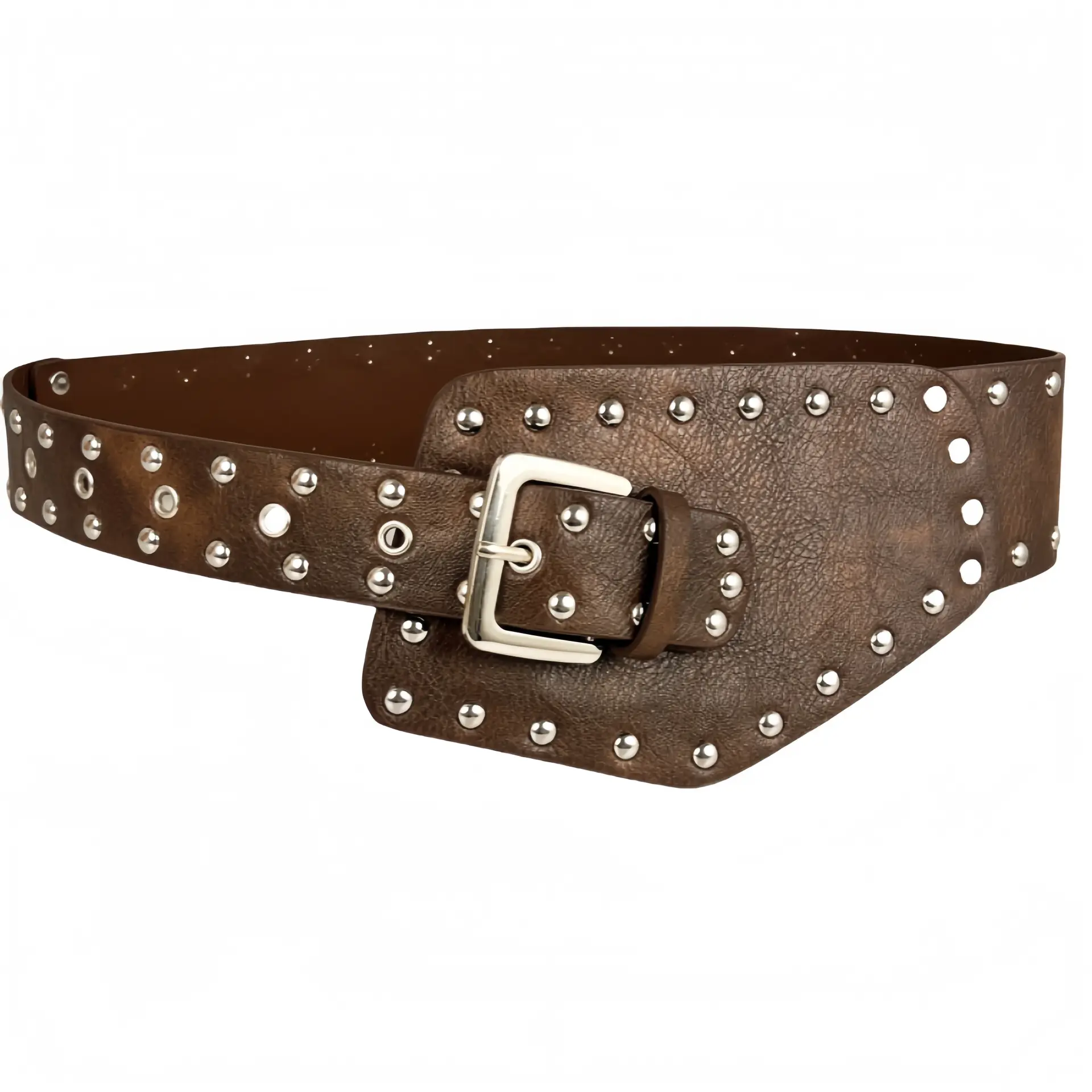 Black Rivet Belt for Women Trendy Punk Style Wide Belt - Image 3