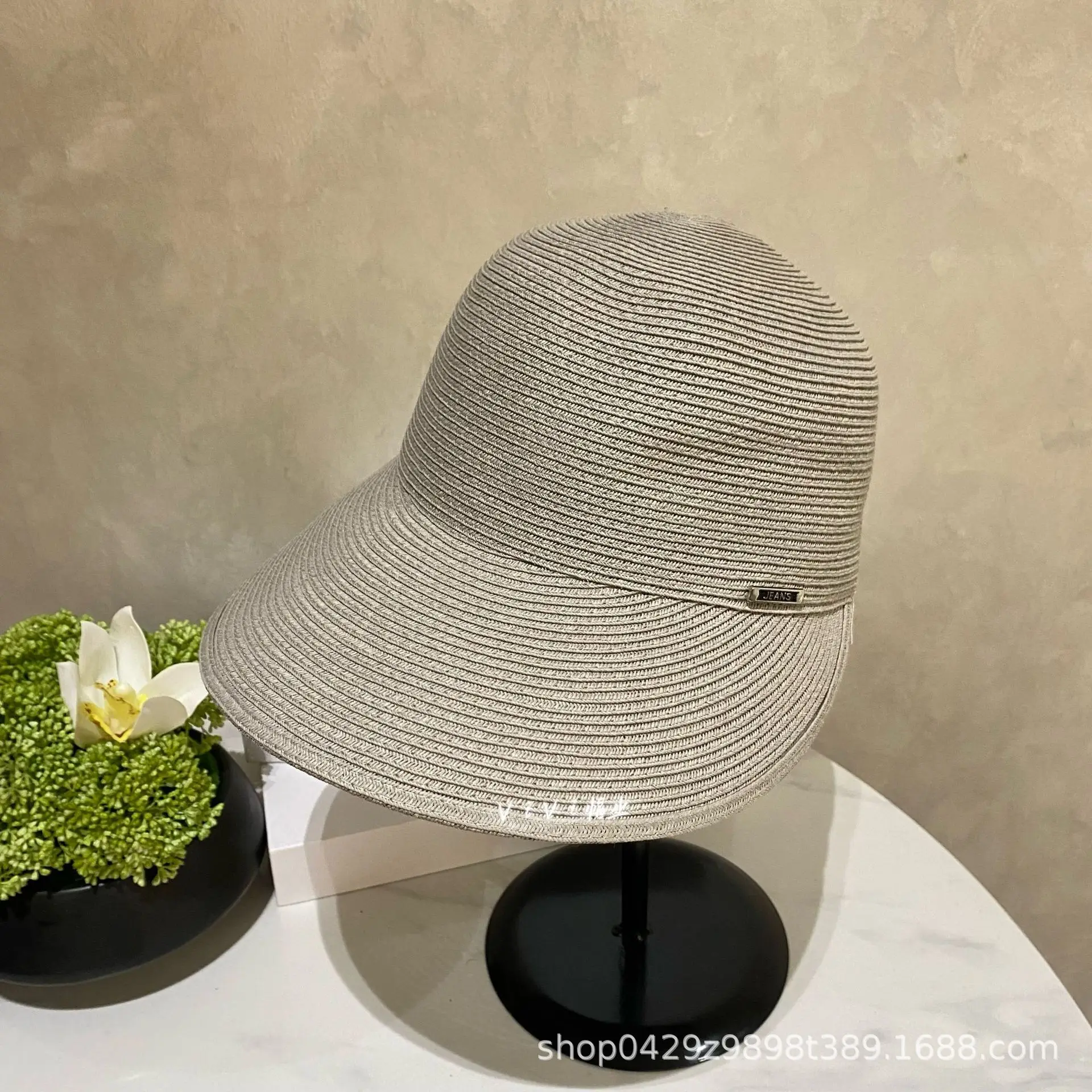 Women Straw Sun Hats with Large Brim Black Brown Beige