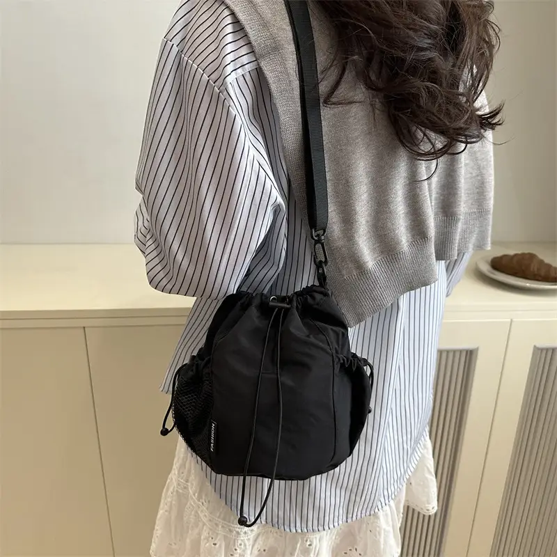 Black Textured Crossbody Bag for Women