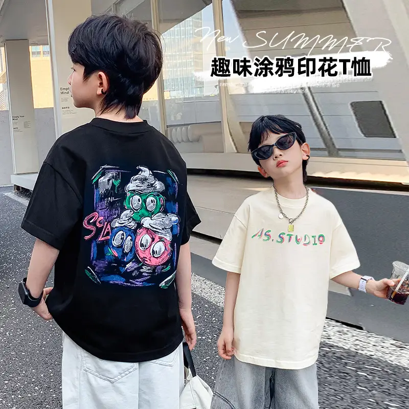 Boys Summer T-Shirt Graffiti Print 2026 Cool Style - Image 3