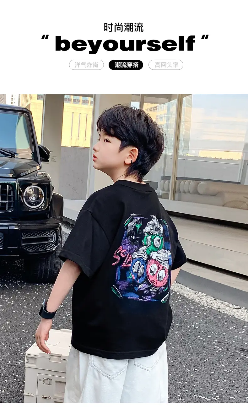 Boys Summer T-Shirt Graffiti Print 2026 Cool Style — feature 1