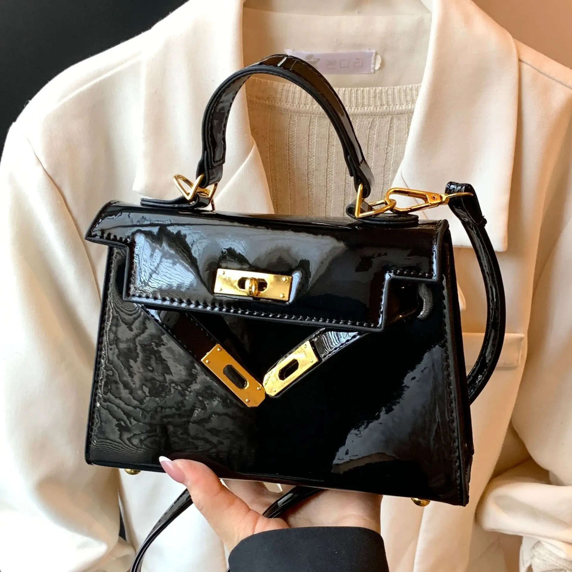 2025 Brown Glossy Leather Shoulder Bag for Women - Image 15