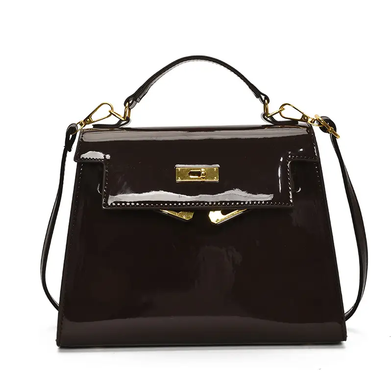 2025 Brown Glossy Leather Shoulder Bag for Women - Image 17