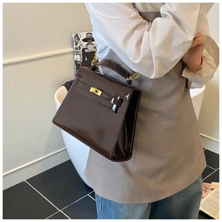 2025 Brown Glossy Leather Shoulder Bag for Women — feature 31