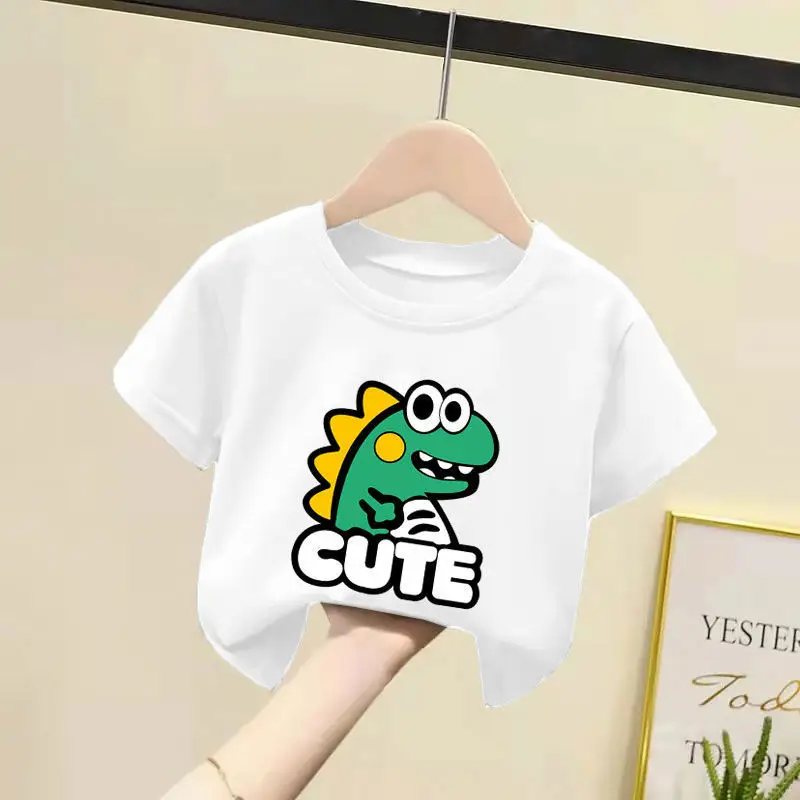 Kids Cotton T-Shirt White Pink Cute Frog Print 2024