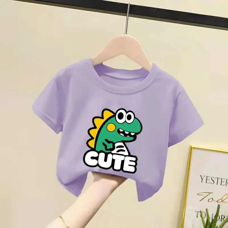 Kids Cotton T-Shirt White Pink Cute Frog Print 2024