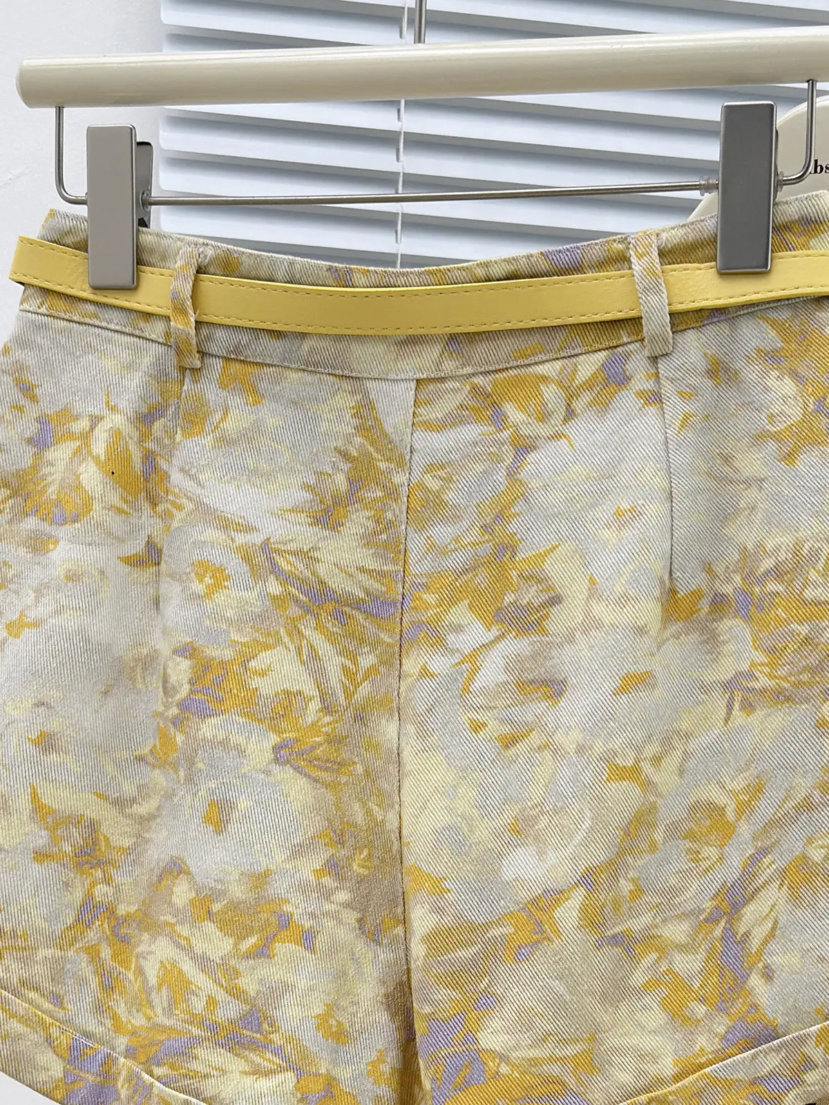 Korean Women Tie-Dye Denim Shorts High Waist Belt — feature 9