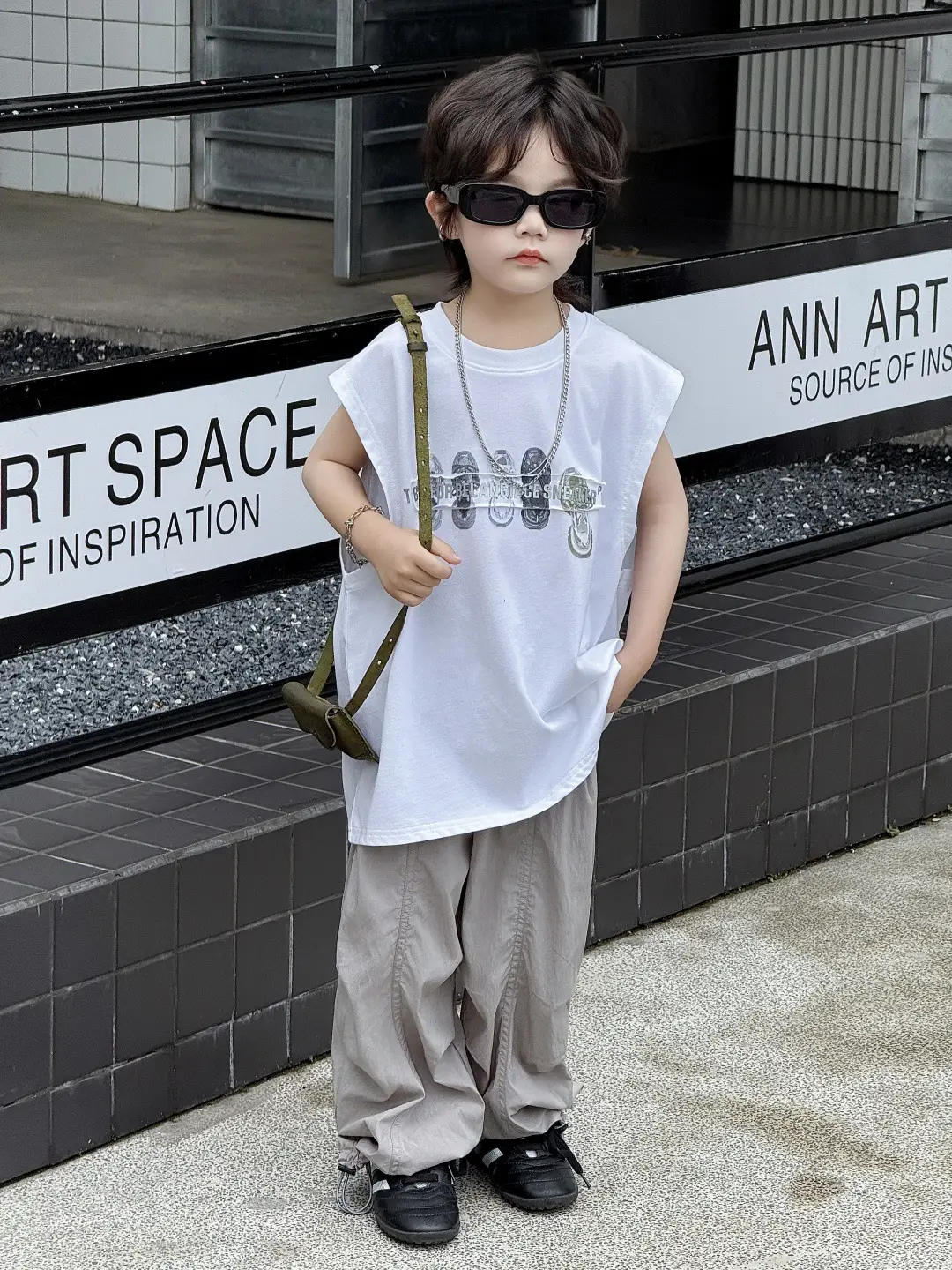 Boys Sleeveless T-Shirt White 2025 Summer Wear - Image 4