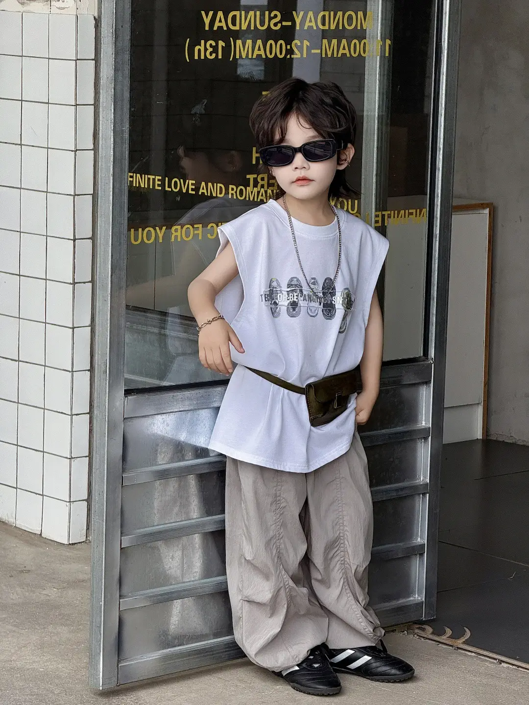 Boys Sleeveless T-Shirt White 2025 Summer Wear — feature 2