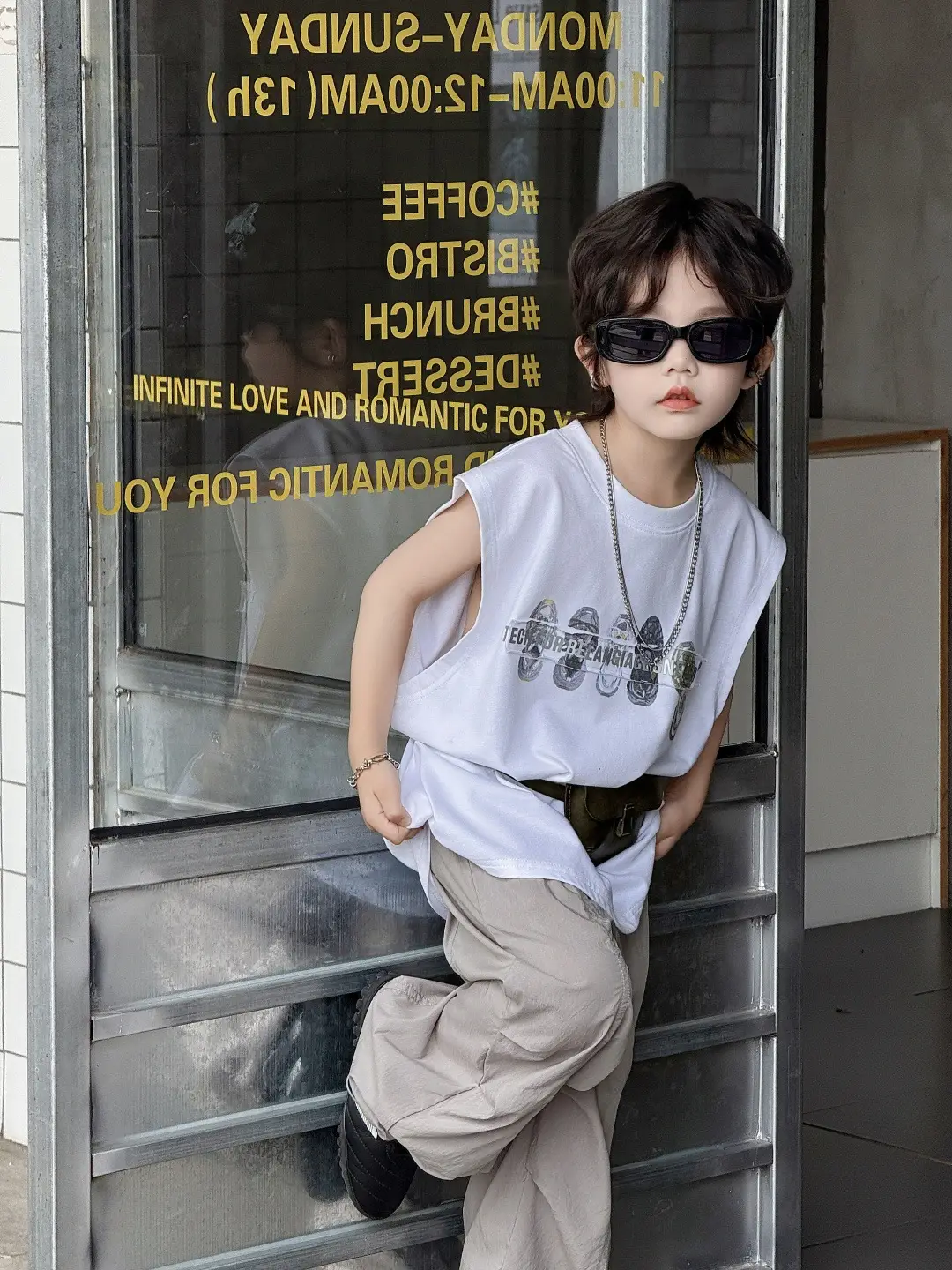 Boys Sleeveless T-Shirt White 2025 Summer Wear — feature 3